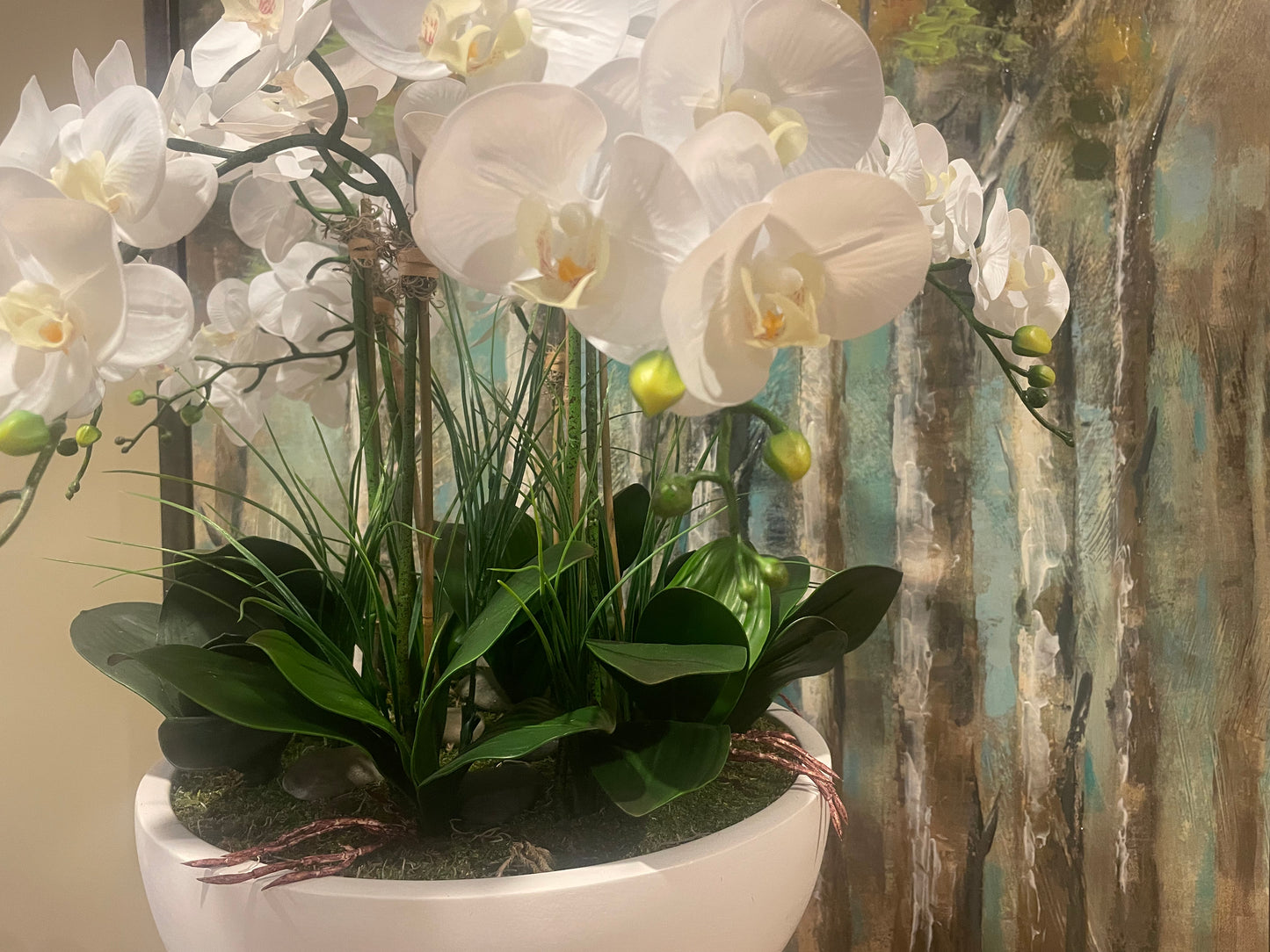 White Ceramic Vase with Orchids