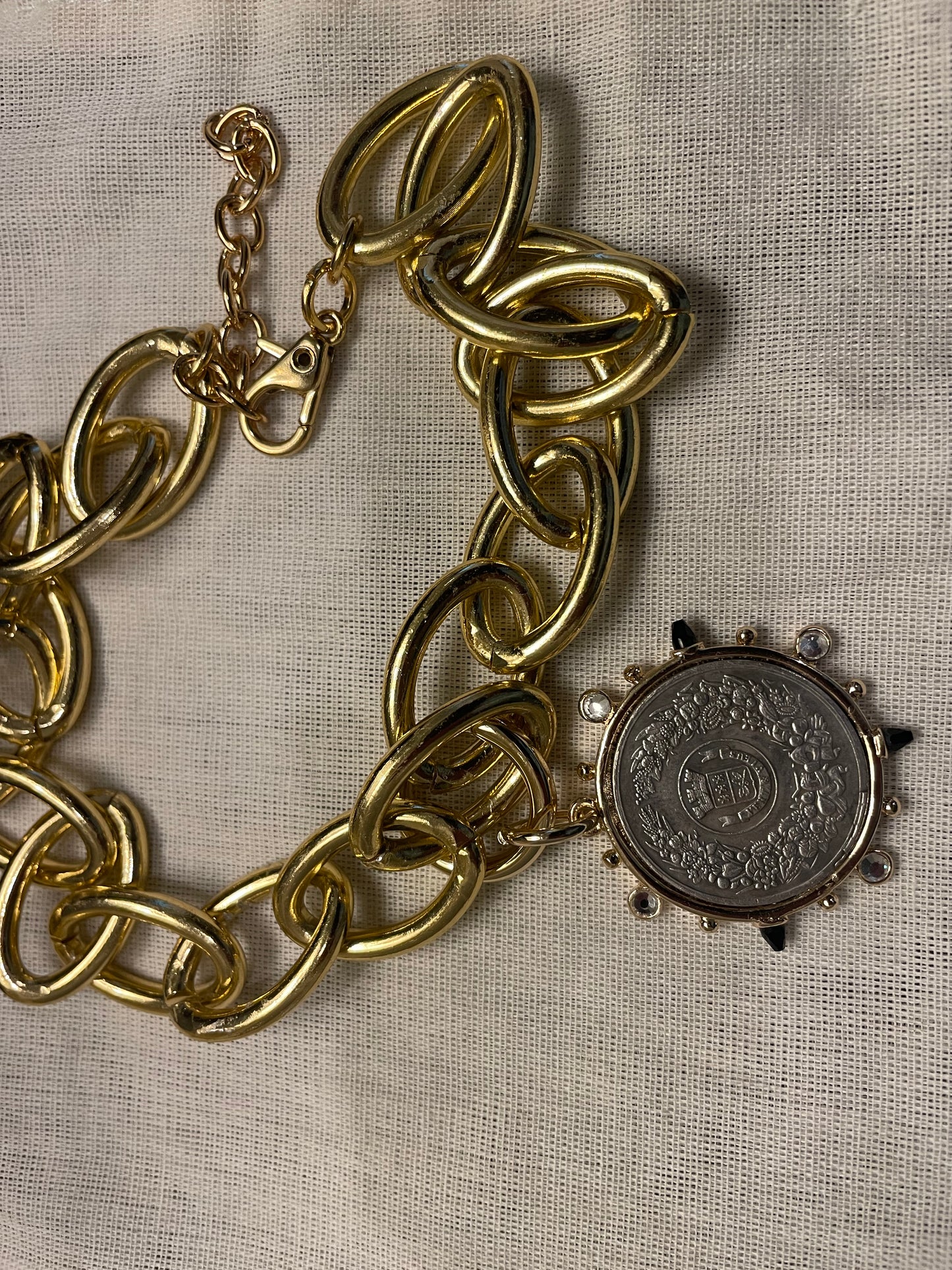 Gold Coin Chunky Medallion Necklace