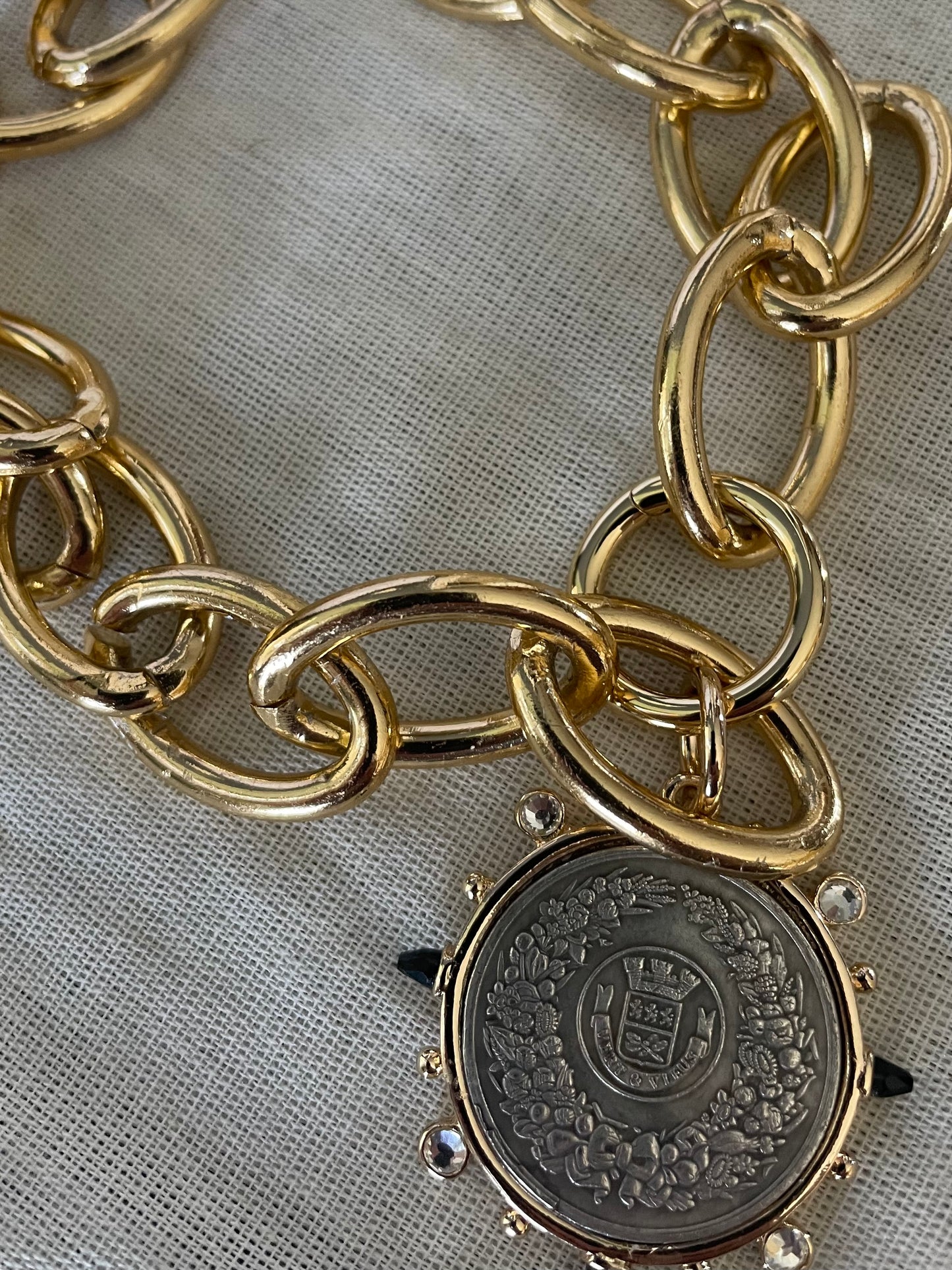 Gold Coin Chunky Medallion Necklace