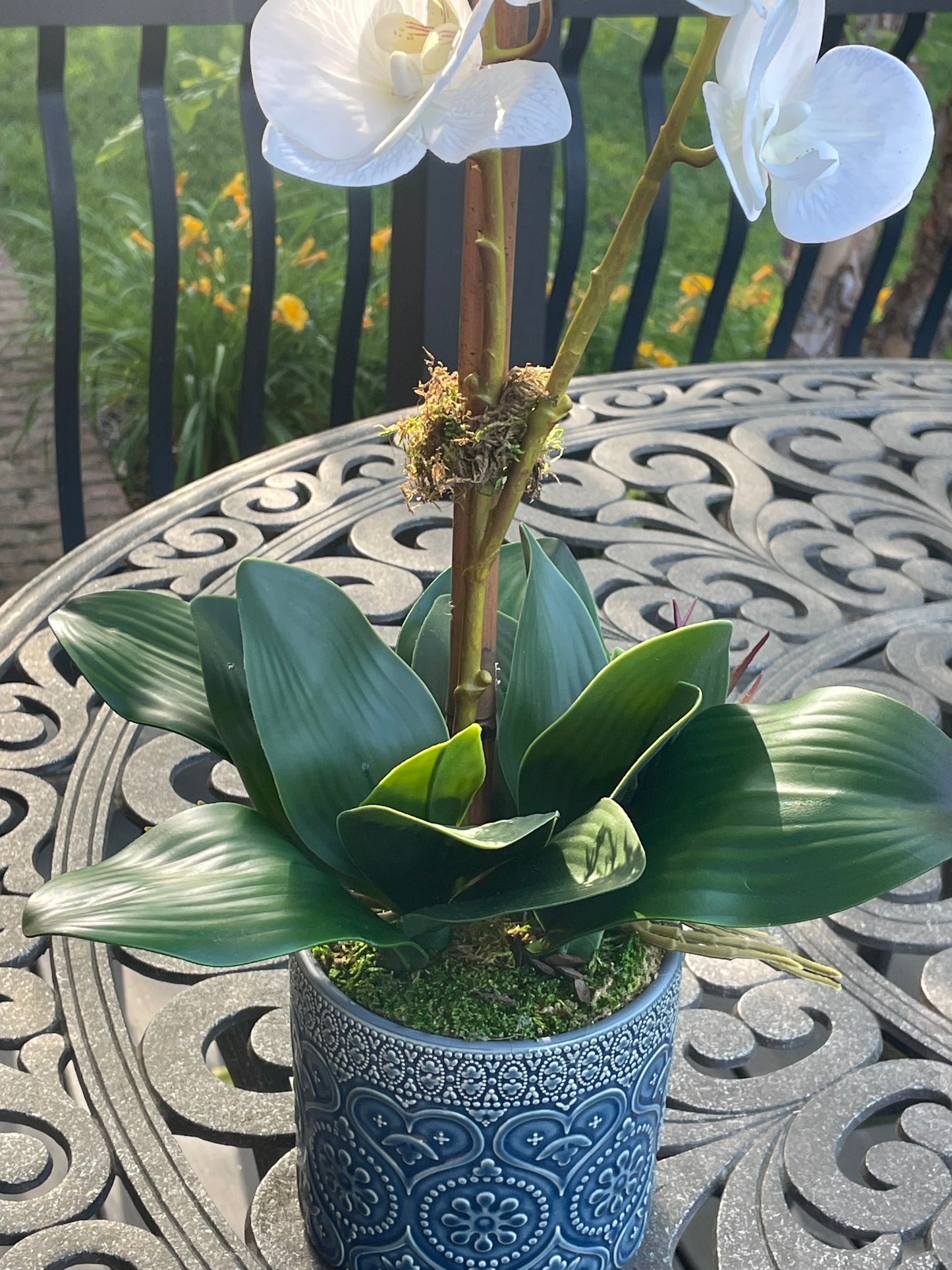 Artificial  real touch white Orchid arrangement